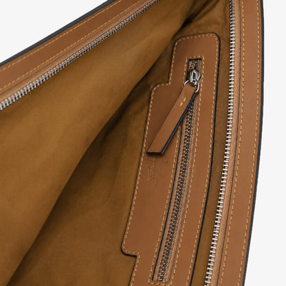 Tan Cognac Genuine Leather Clutch Wristlet Pouch