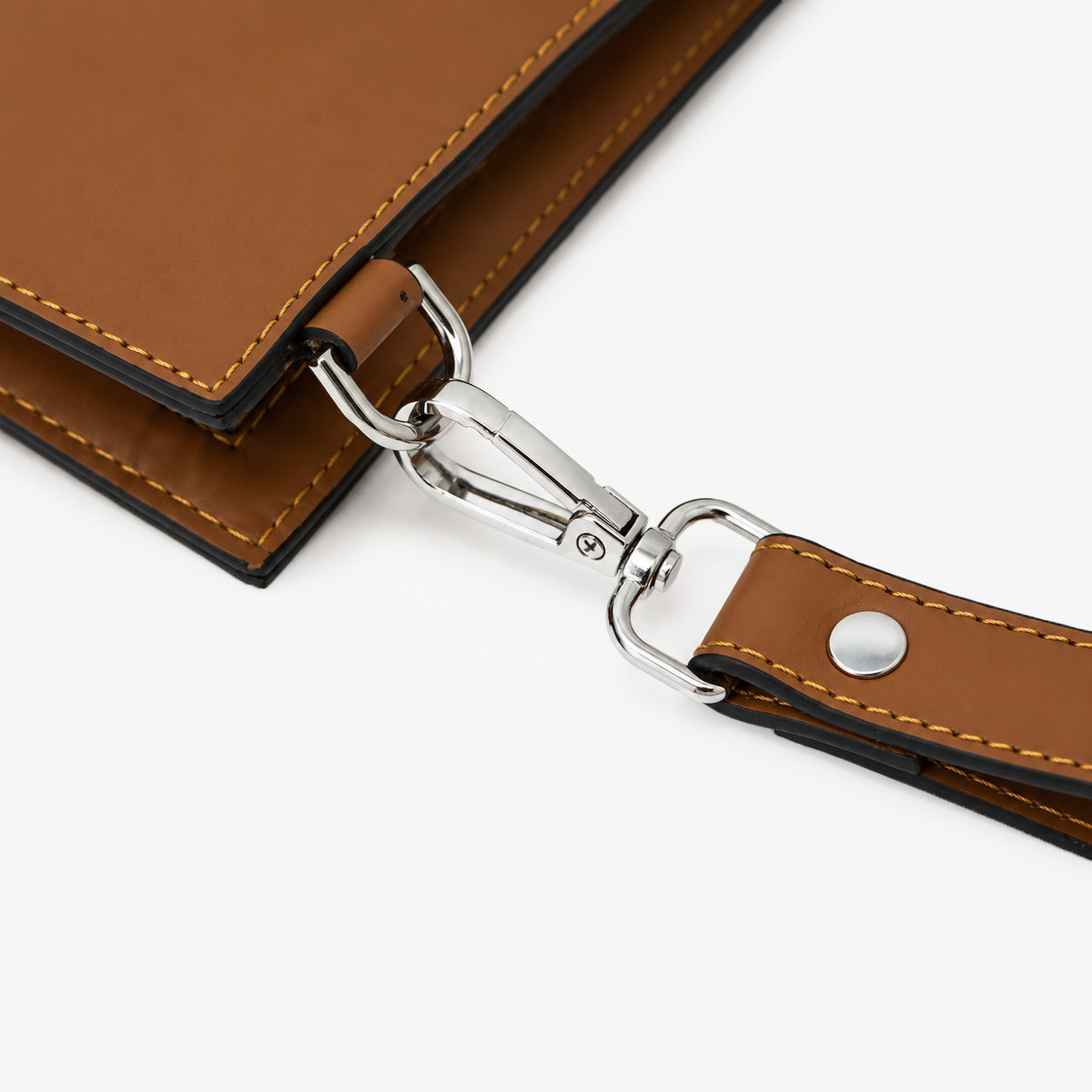 Tan Cognac Genuine Leather Clutch Wristlet Pouch