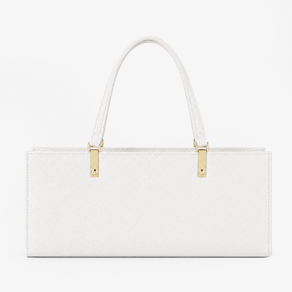 White Grained PU Leather Rectangle Box Bag