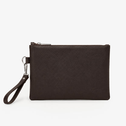 Espresso Brown Genuine Leather Clutch Wristlet | 100% Pure Cow Leather | Silver Hardware | Unisex
