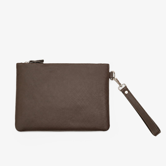 Brown Leather Hand Pouch with Detachable Wrist Strap – FUR Edition