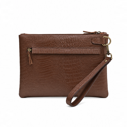 The Siena Croc Business Clutch – Chocolate Brown