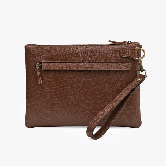 The Siena Croc Business Clutch – Chocolate Brown
