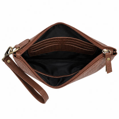 The Siena Croc Business Clutch – Chocolate Brown