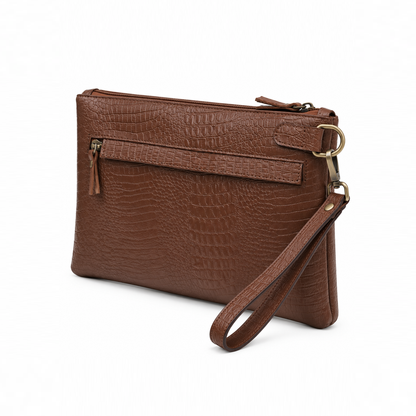 The Siena Croc Business Clutch – Chocolate Brown