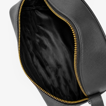Black Genuine Leather Dopp Kit | Pure Cow Leather | Antique Brass Zipper | Travel Toiletry Organizer | Unisex