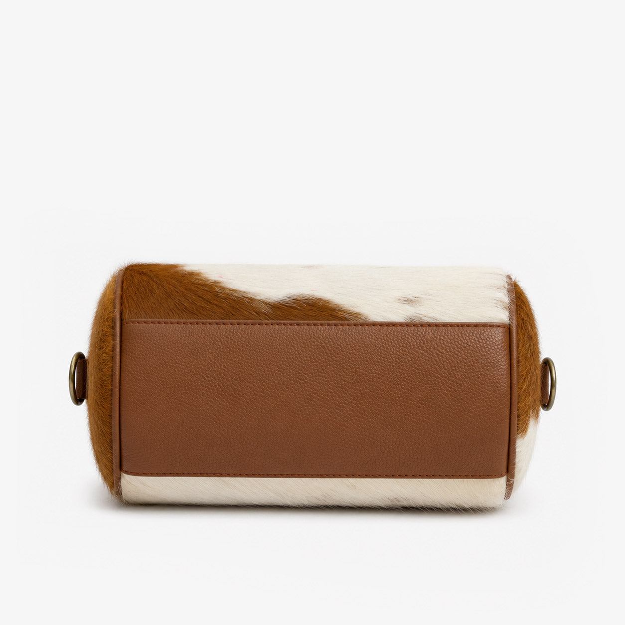 FUR Goat Hide Tote Ivory Cognac side view structured barrel