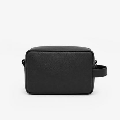 Black Genuine Leather Dopp Kit | Pure Cow Leather | Antique Brass Zipper | Travel Toiletry Organizer | Unisex