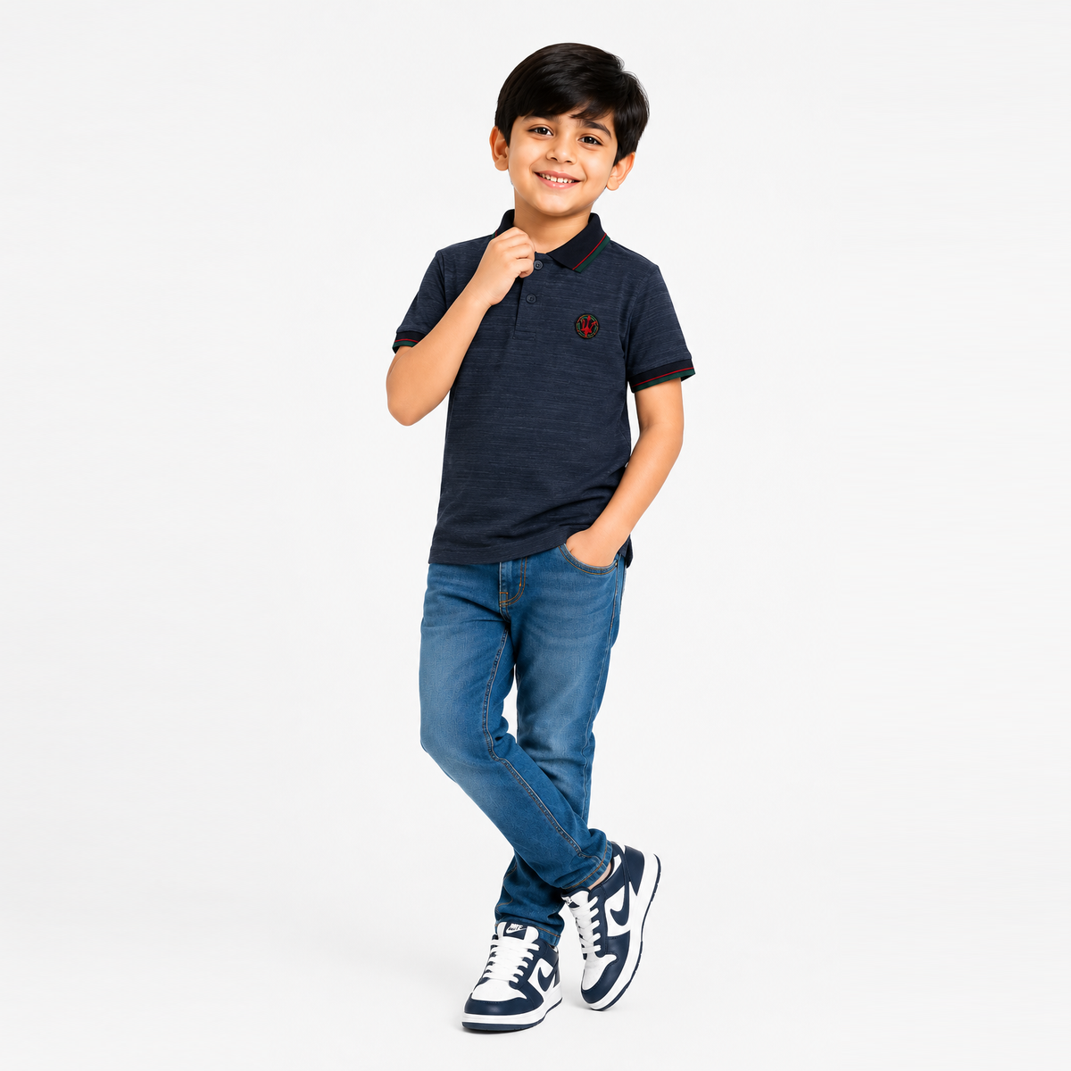 Blue Contrast Red Fork Polo