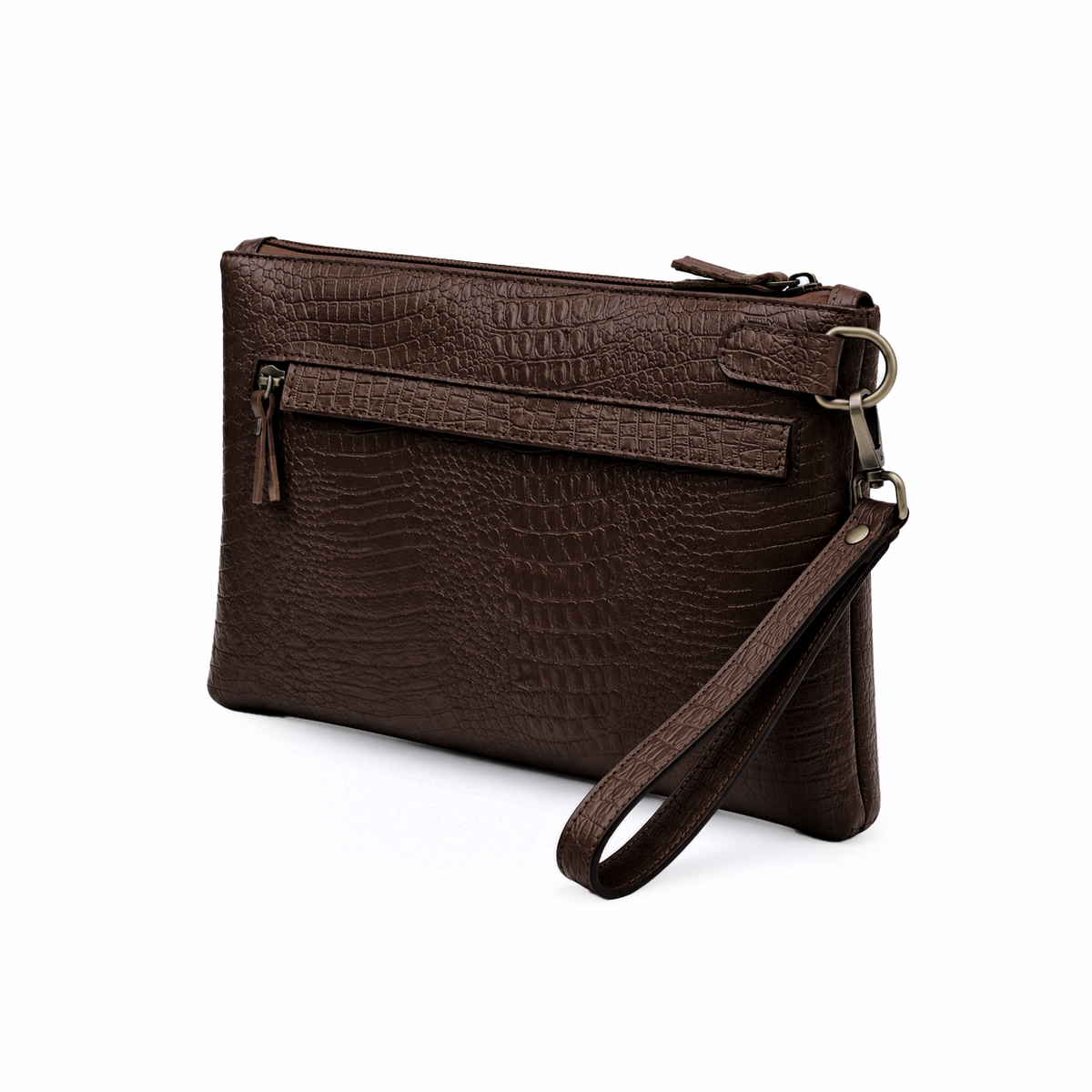 The Siena Croc Business Clutch – Espresso Brown