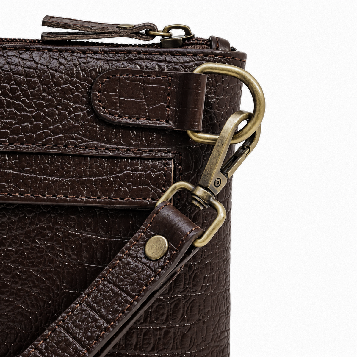 The Siena Croc Business Clutch – Espresso Brown