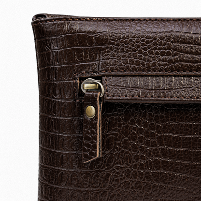 The Siena Croc Business Clutch – Espresso Brown