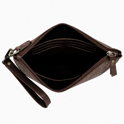 The Siena Croc Business Clutch – Espresso Brown