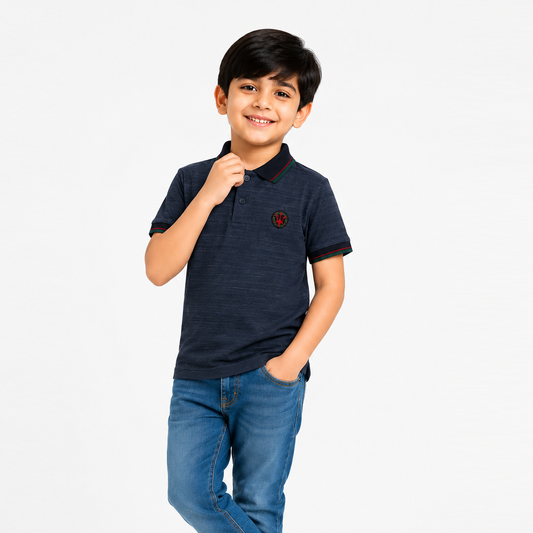 Blue Contrast Red Fork Polo