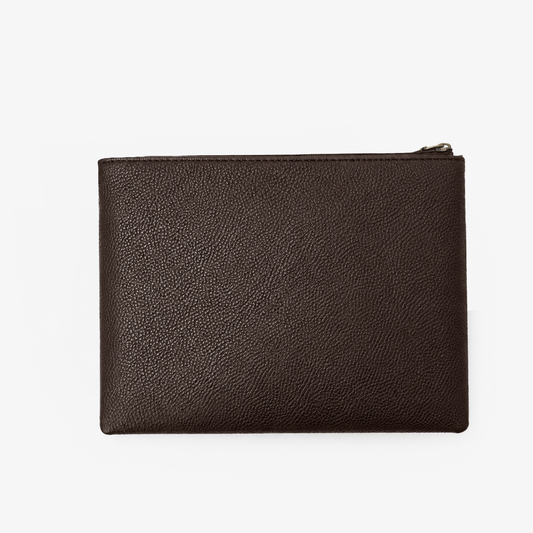 Executive Leather Clutch Wallet | Maroon & Tan Two-Tone Wristlet with Detachable Strap & Card Slots