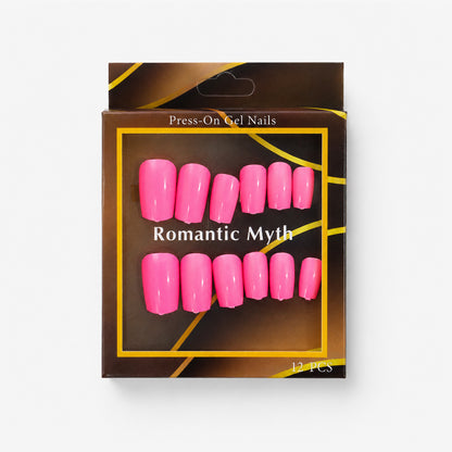 Romantic Myth Hot Pink Press-On Gel Nails – 12 PCS