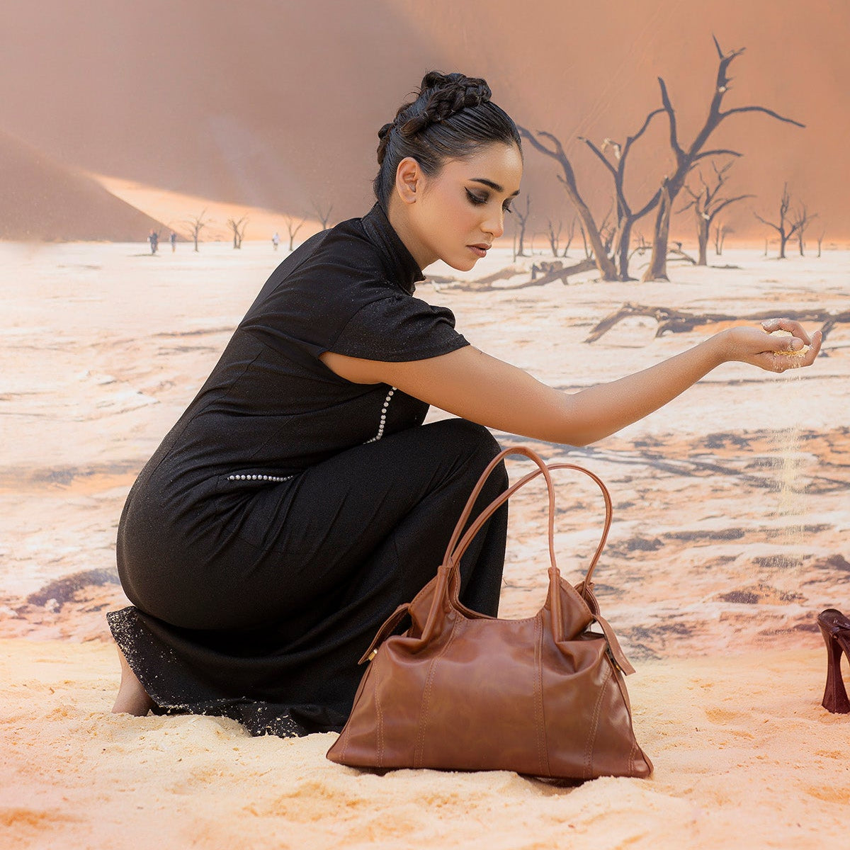Brown Vintage Hobo Shoulder Bag