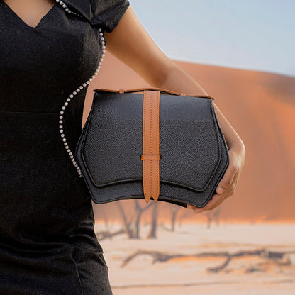 Black Geometric Structured Satchel