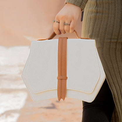 White Geometric Structured Satchel
