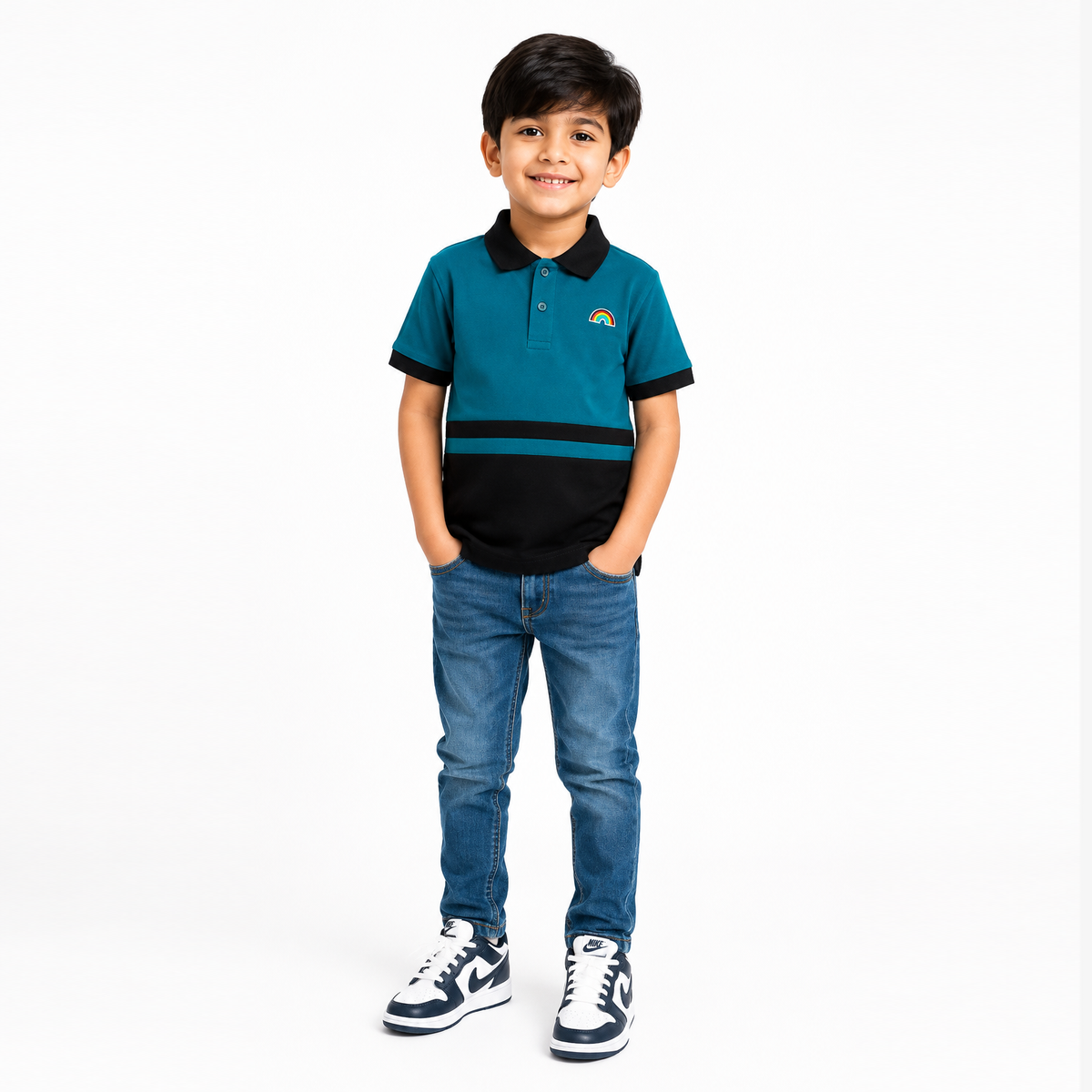 Ferozi Rainbow Stripe Polo