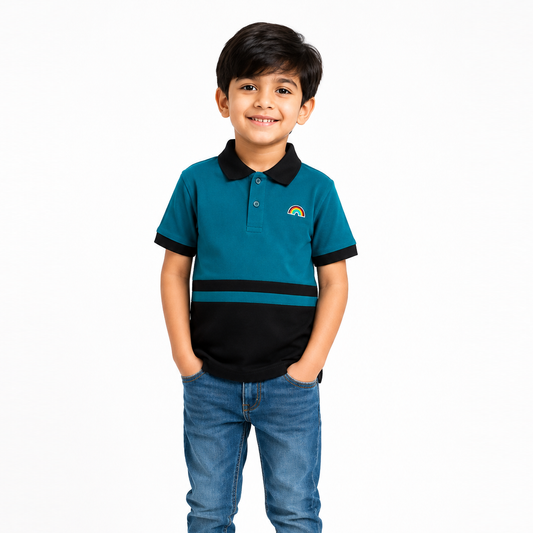 Ferozi Rainbow Stripe Polo
