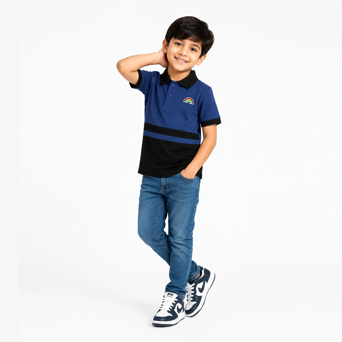 Blue Rainbow Stripe Polo