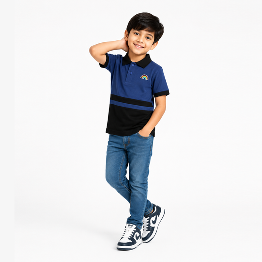 Blue Rainbow Stripe Polo