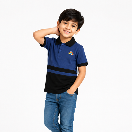 Blue Rainbow Stripe Polo