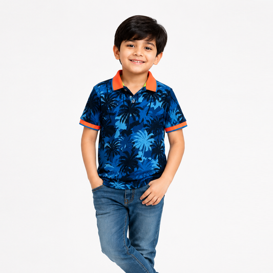 Blue Neon Collar Polo