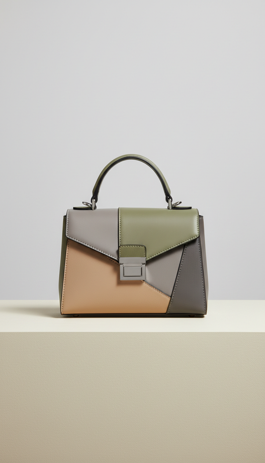 Color-Blocked Mini Satchel with Custom Hardware