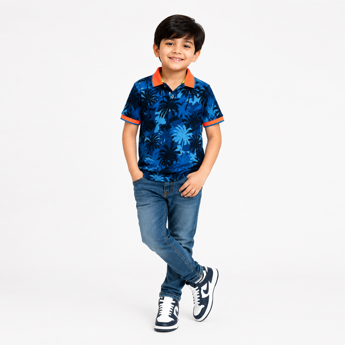 Blue Neon Collar Polo
