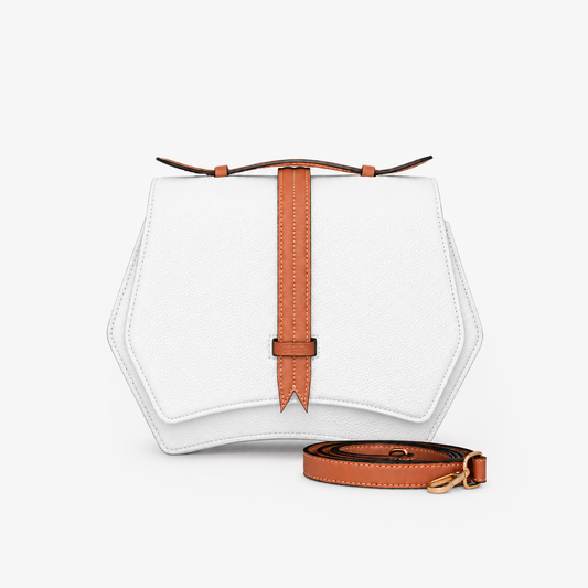 White Geometric Structured Satchel
