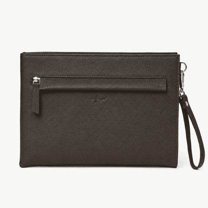 Espresso Brown Genuine Leather Clutch Wristlet Pouch