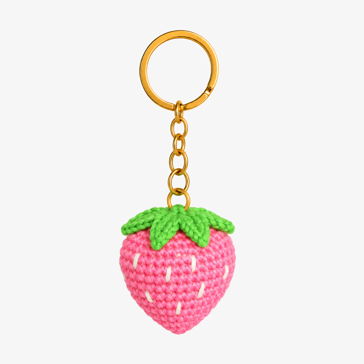 Sweet Strawberry Crochet Keychain