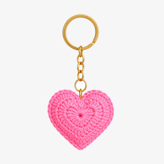 Love Heart Crochet Keychain