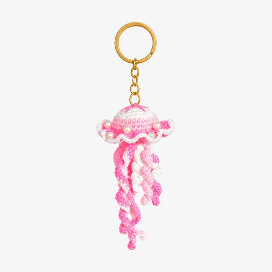 Pearl Jellyfish Crochet Keychain
