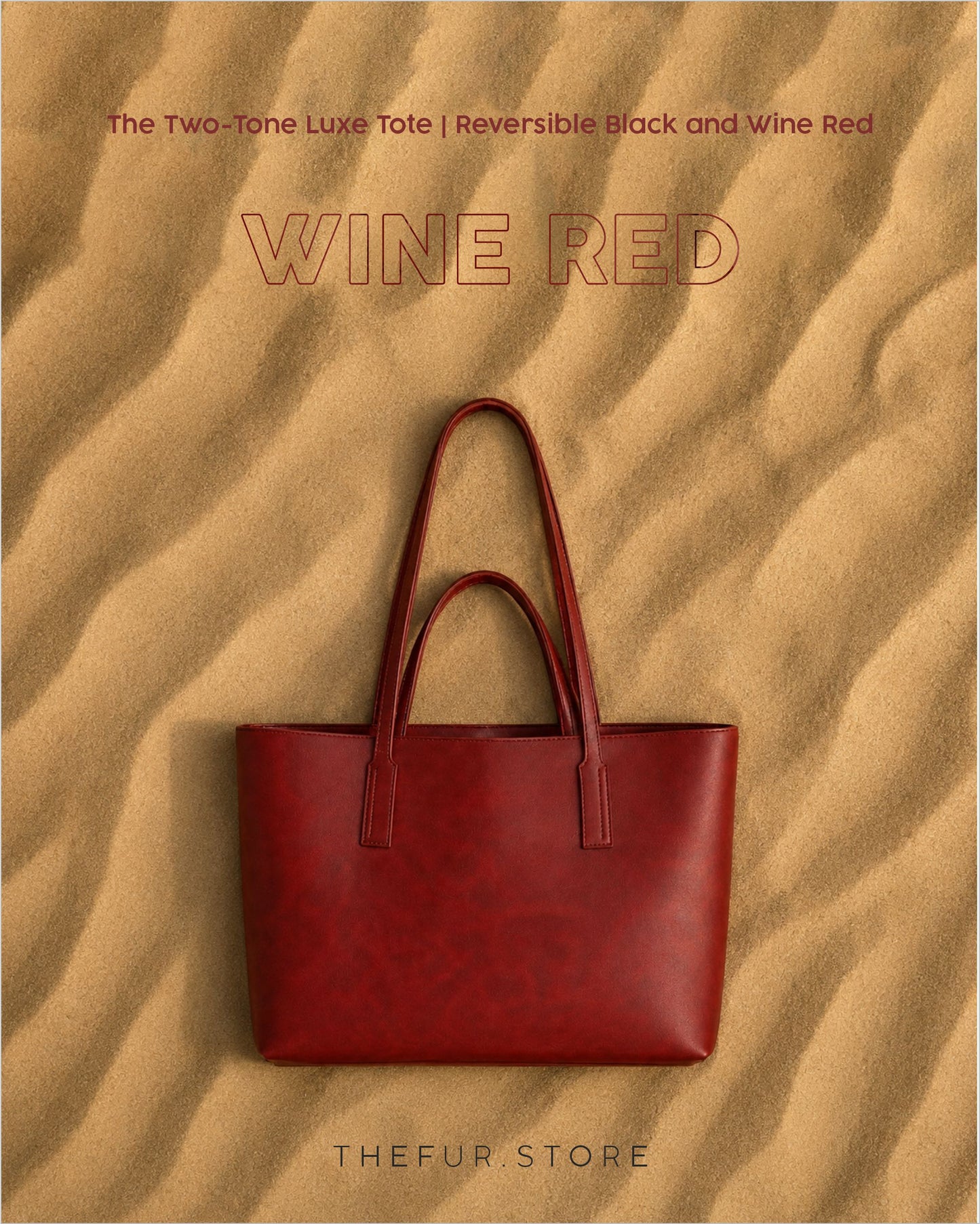 The Two-Tone Luxe Tote | Reversible Black & Wine Red