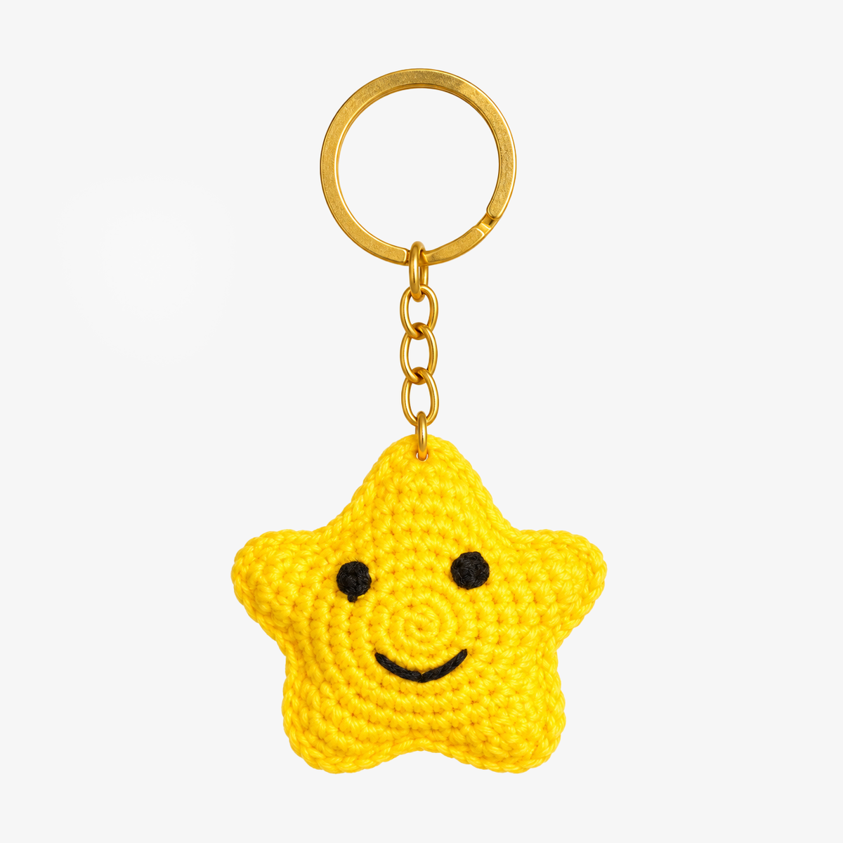Smiley Star Crochet Keychain