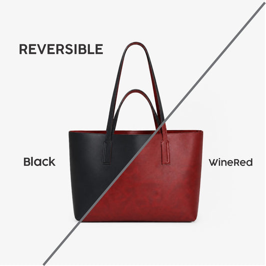 The Two-Tone Luxe Tote | Reversible Black & Wine Red
