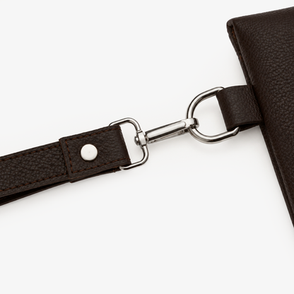 Espresso Brown Genuine Leather Clutch Wristlet Pouch