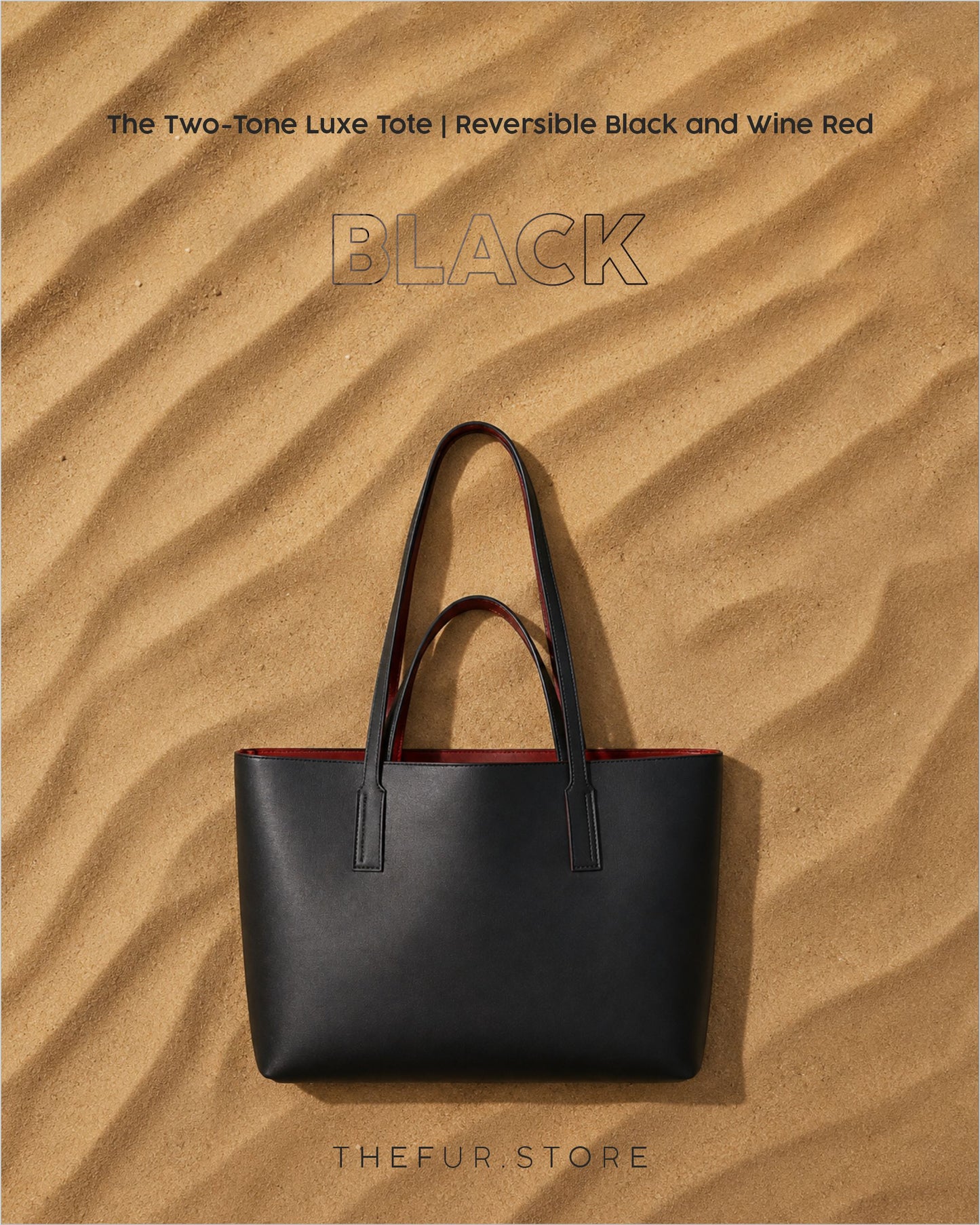 The Two-Tone Luxe Tote | Reversible Black & Wine Red