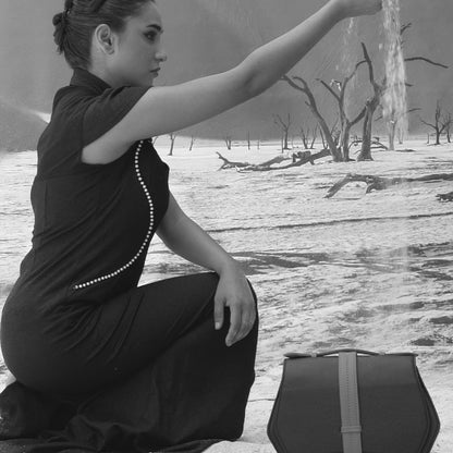 Black Geometric Structured Satchel